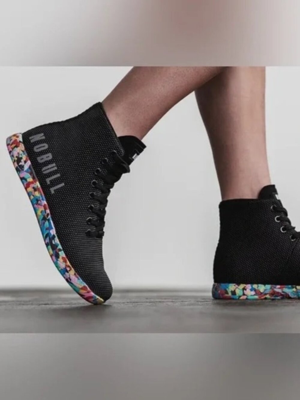 NOBULL High Top Black Daisy Trainers Shoes Sneakers size M10 1/2 -W9